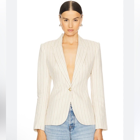 L'AGENCE Jackets & Blazers - L'Agence Clementine Linen Pin-Striped Blazer